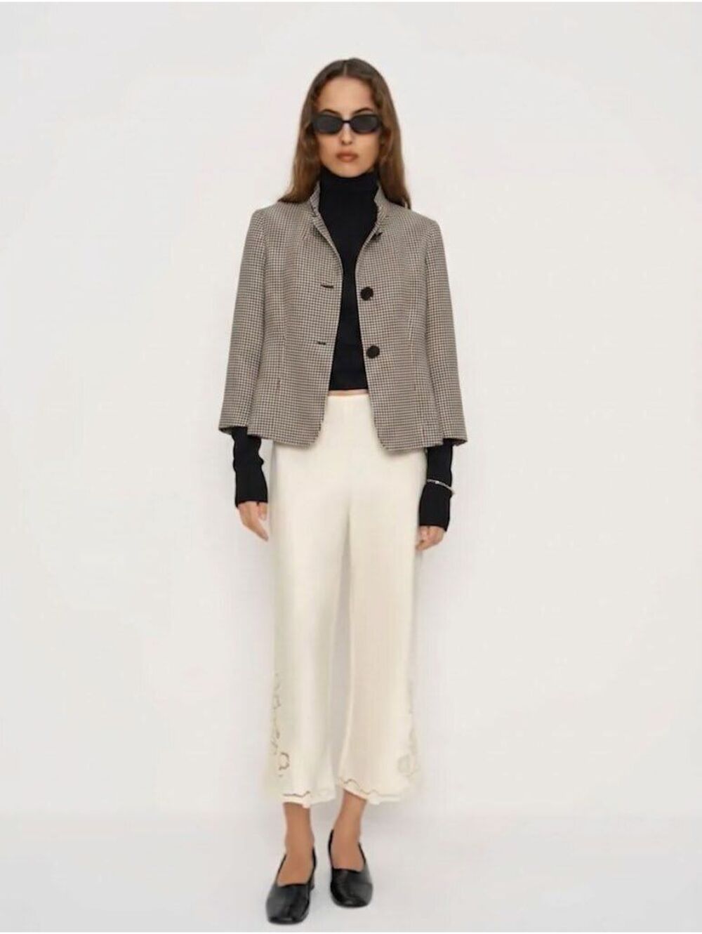 Max Mara Houndstooth Two-Button Blazer Jacket Size L